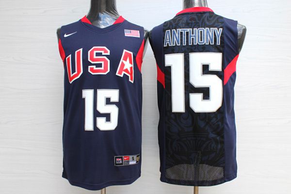 Men USA 15 Anthony Dark Blue Stitched Nike NBA Jersey